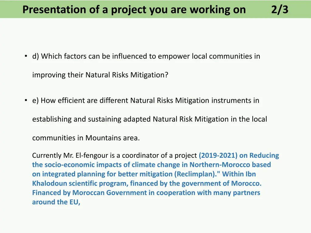 presentation of a project you are working on 1