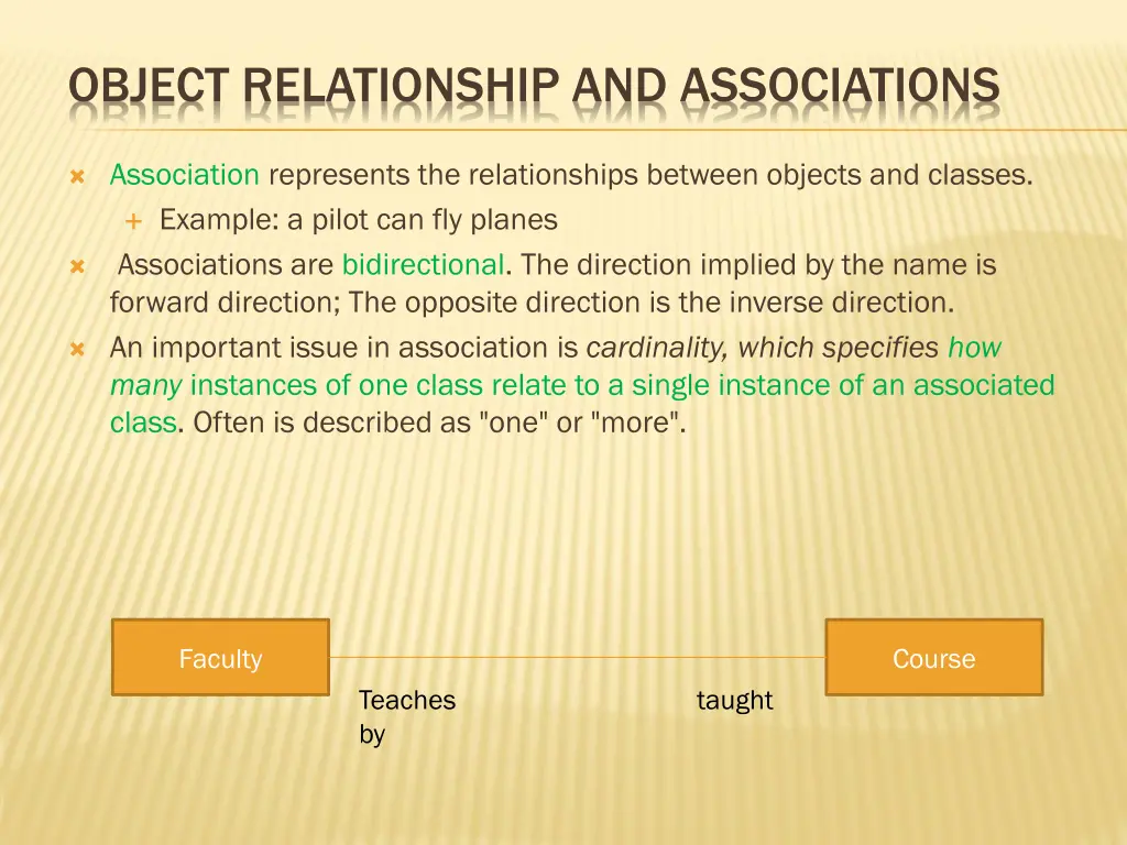 object relationship and associations