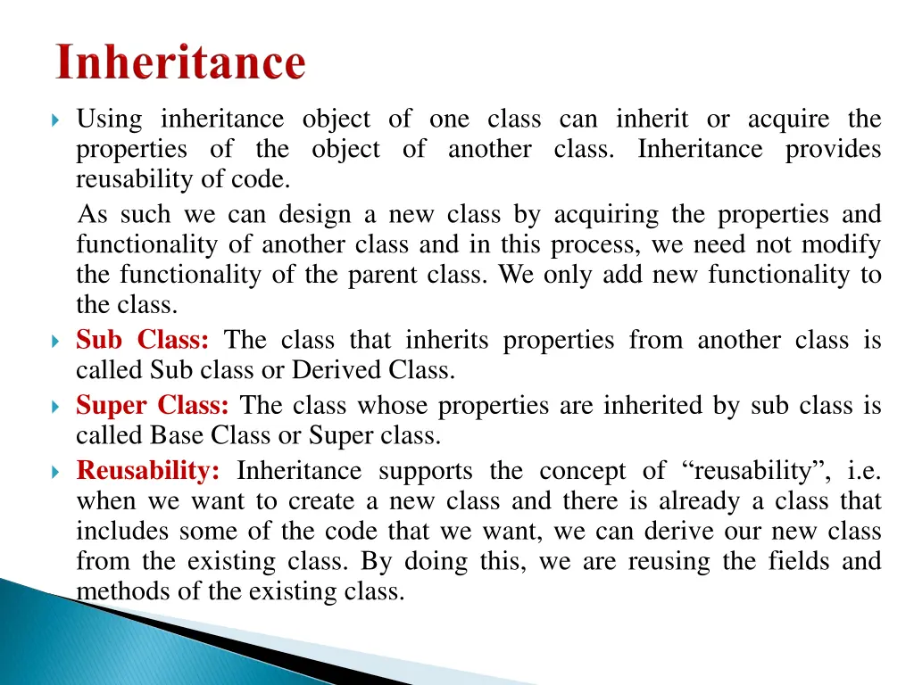 using inheritance object of one class can inherit