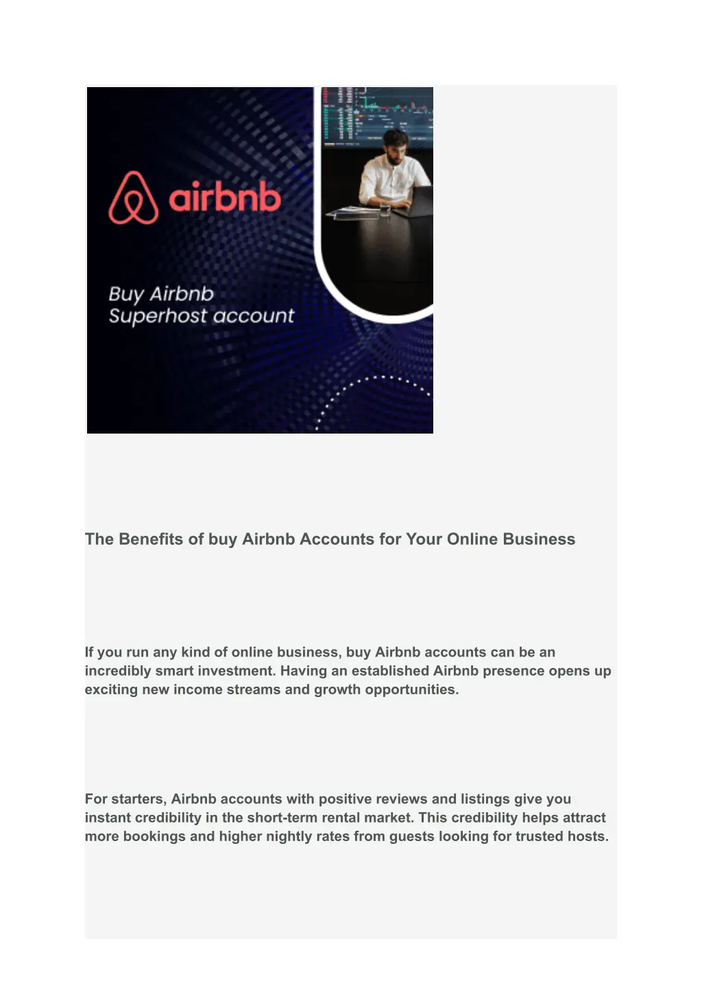 the benefits of buy airbnb accounts for your