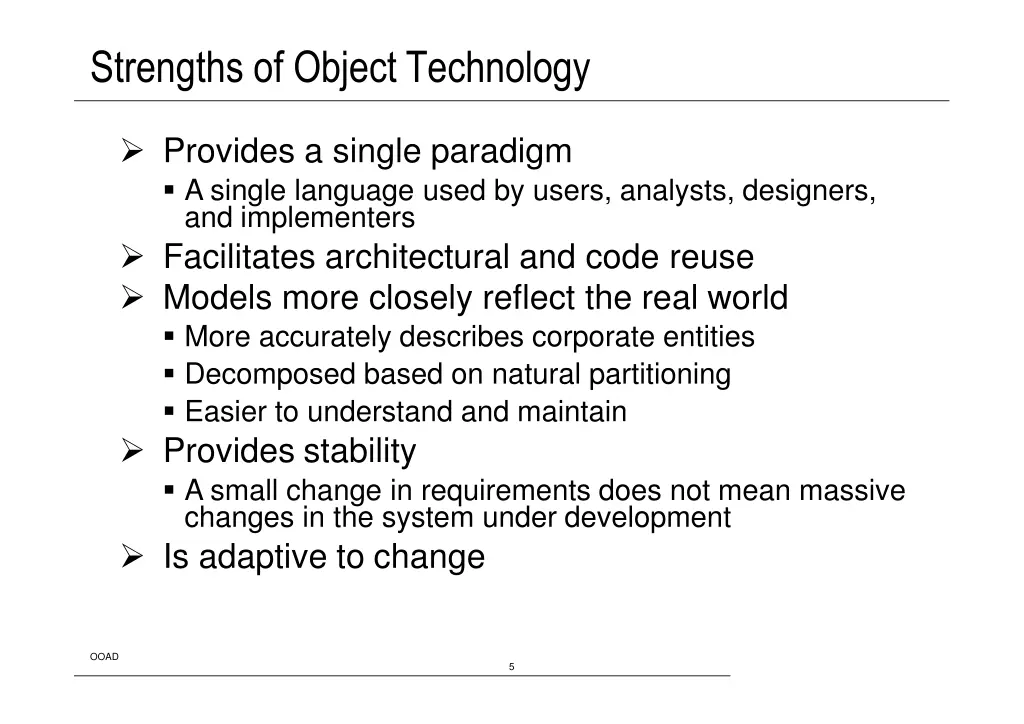 strengths of objecttechnology