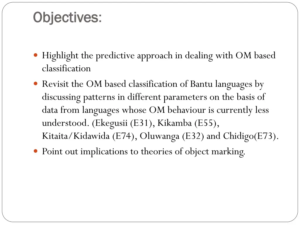 objectives objectives