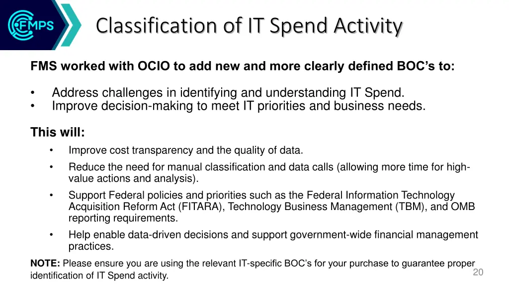 classification of it spend activity