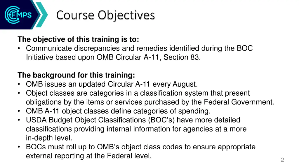 course objectives