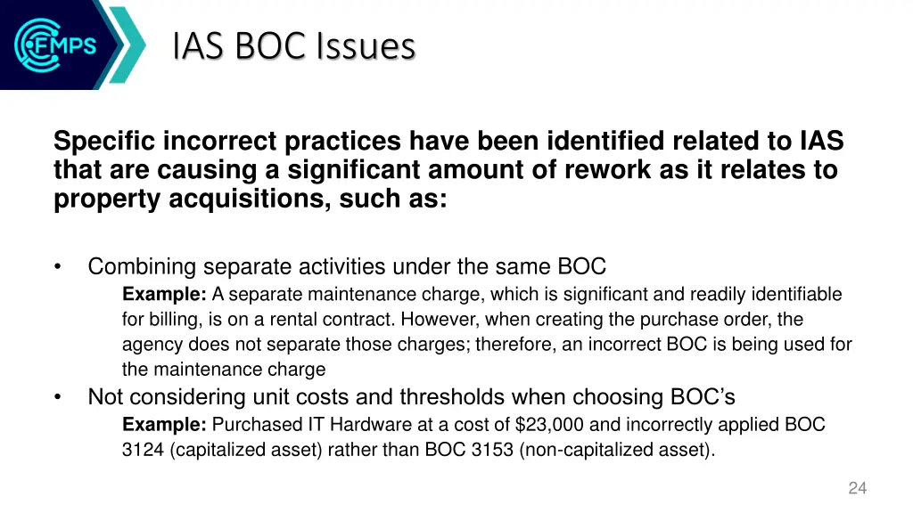 ias boc issues