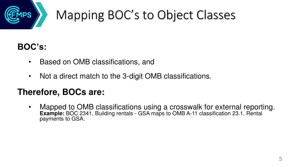 mapping boc s to object classes