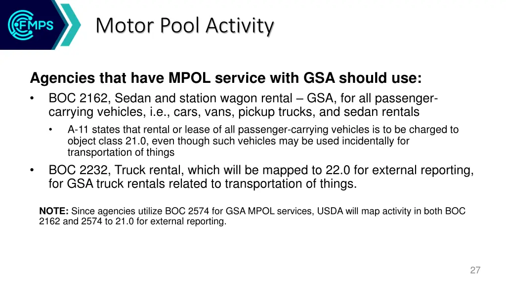motor pool activity
