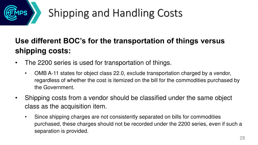 shipping and handling costs