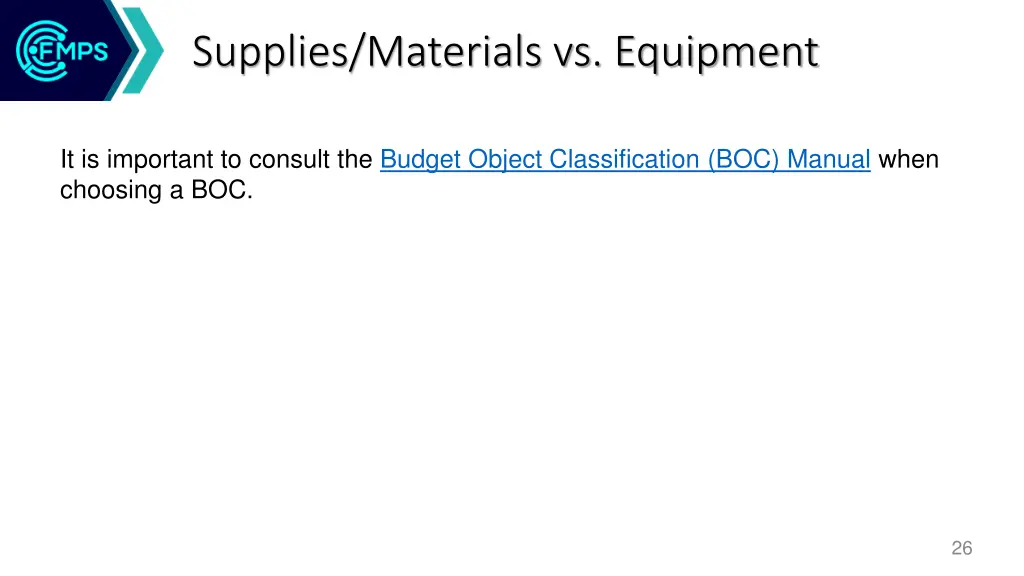 supplies materials vs equipment
