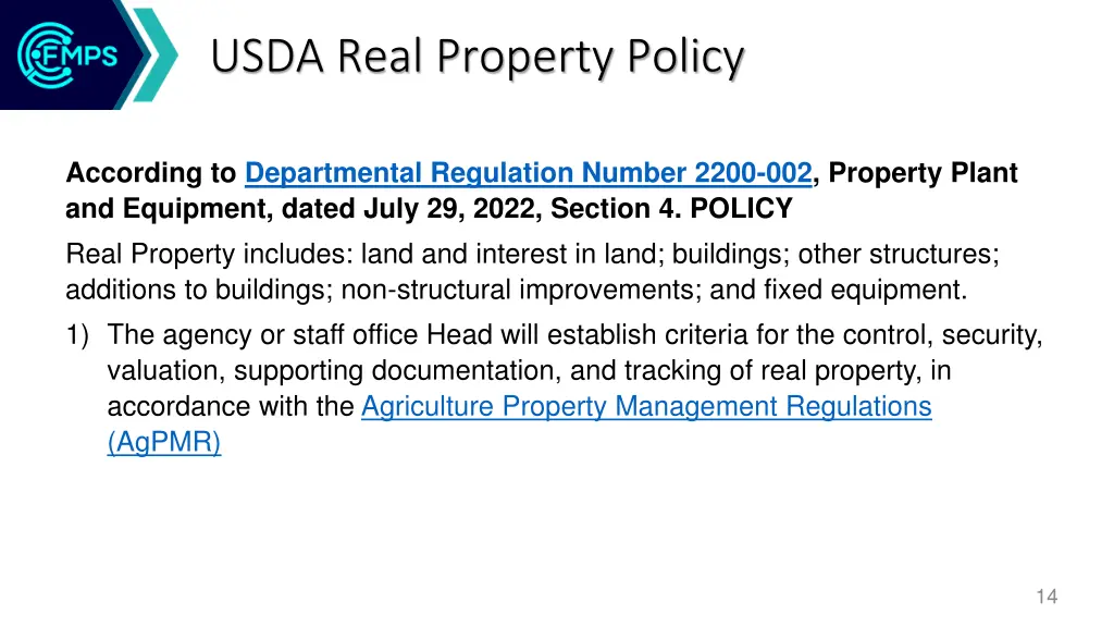 usda real property policy