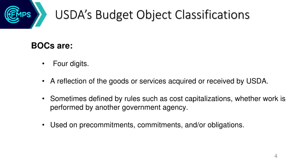 usda s budget object classifications