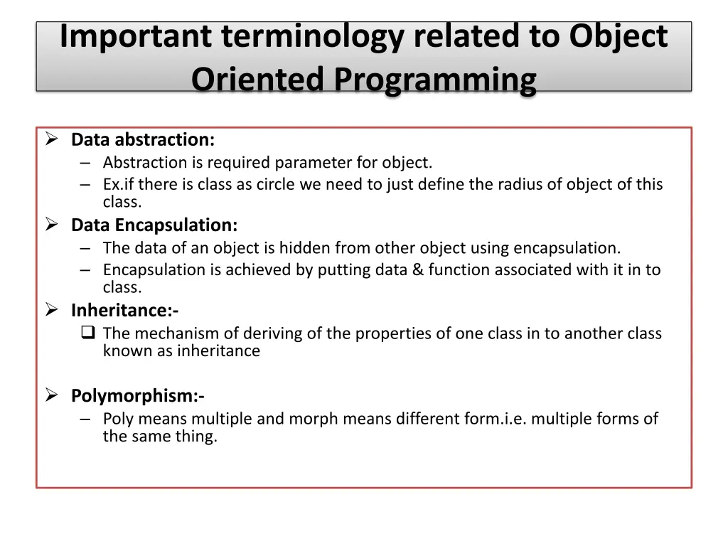 important terminology related to object oriented 1