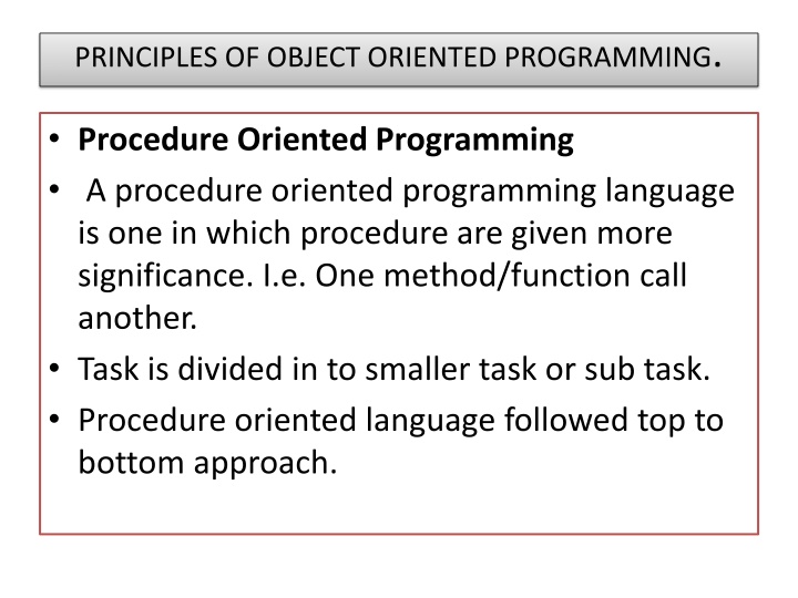 principles of object oriented programming