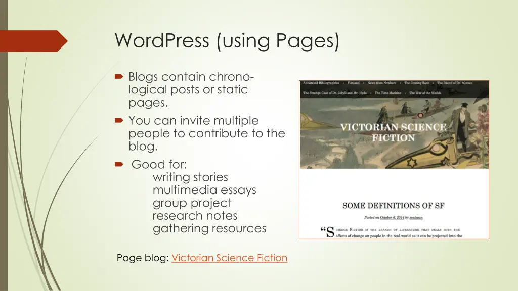 wordpress using pages