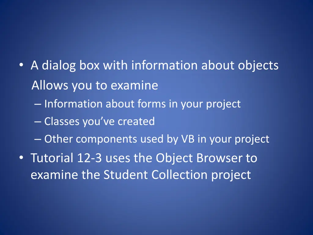 a dialog box with information about objects
