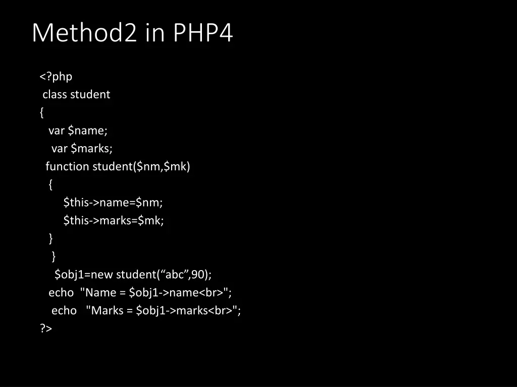 method2 in php4