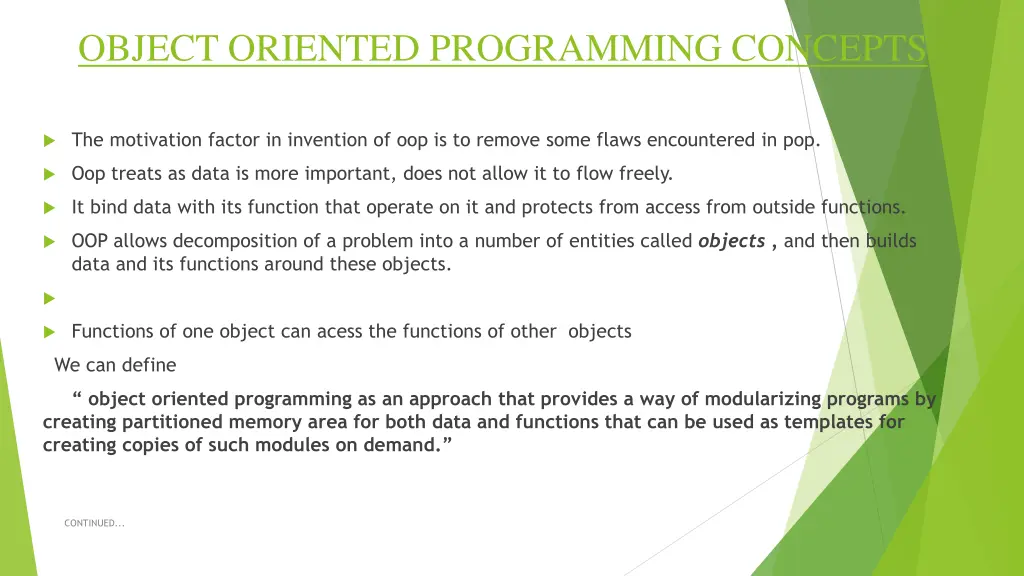 object oriented programming concepts