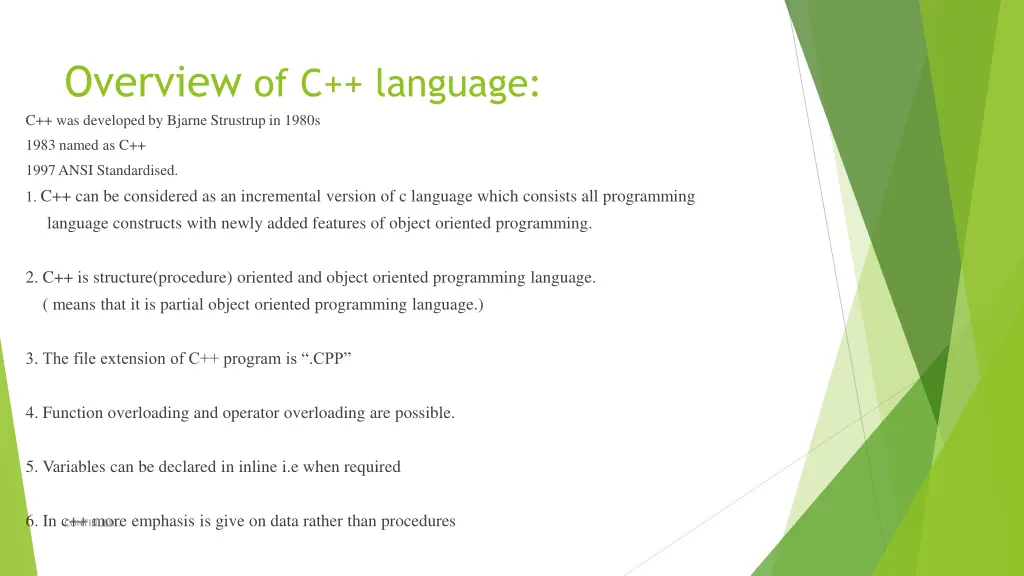 overview of c language c was developed by bjarne