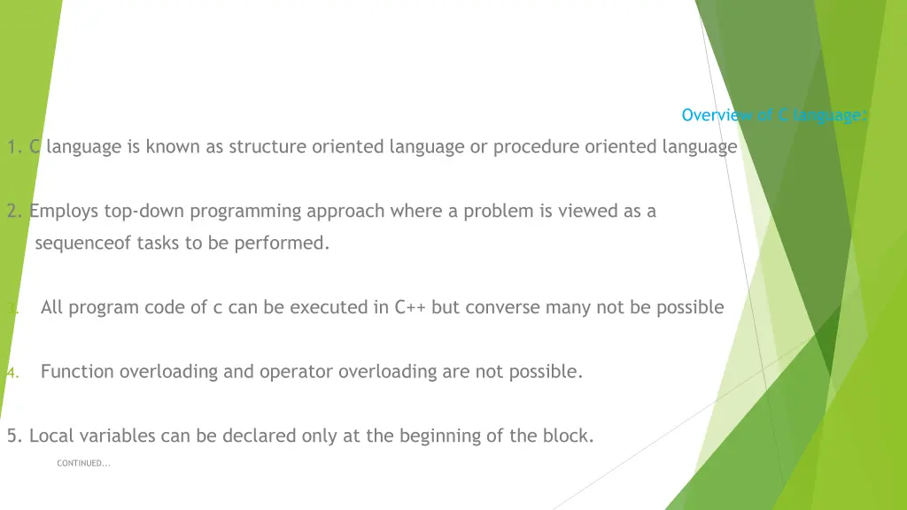overview of c language