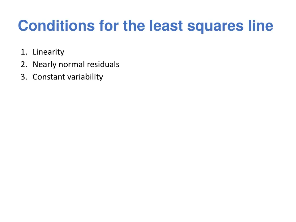 conditions for the least squares line