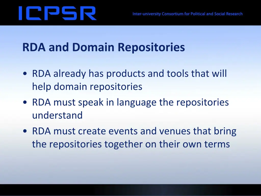 rda and domain repositories