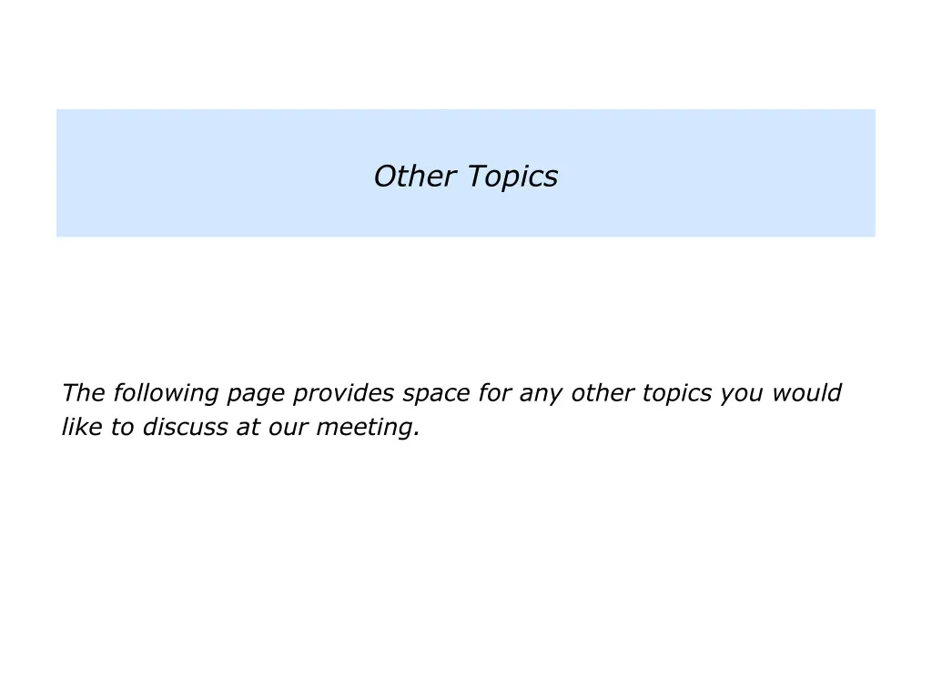 other topics