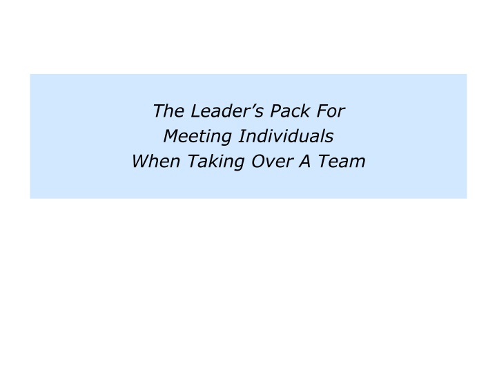 the leader s pack for meeting individuals when