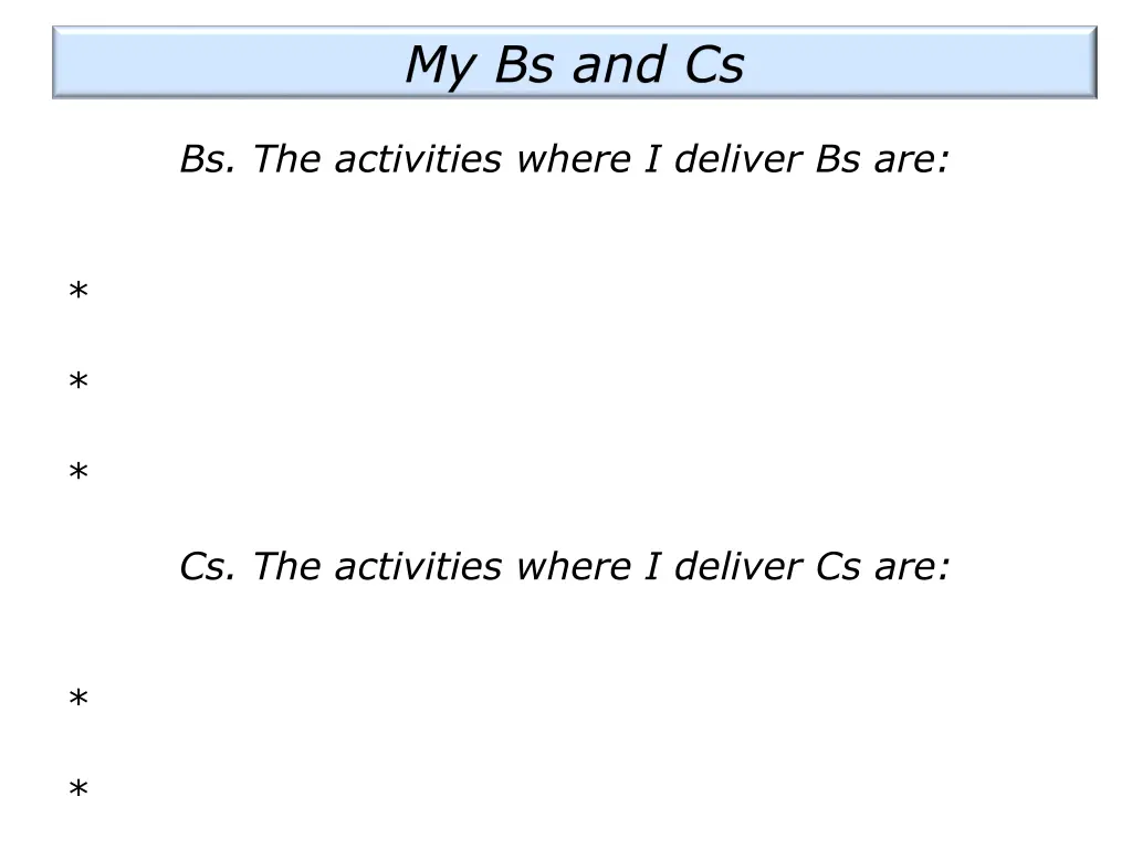 my bs and cs