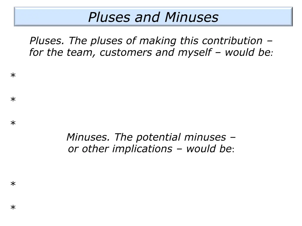 pluses and minuses
