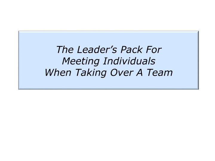 the leader s pack for meeting individuals when