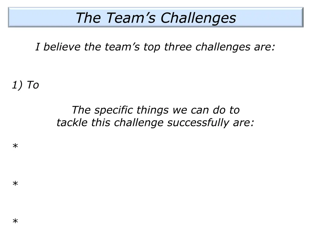 the team s challenges