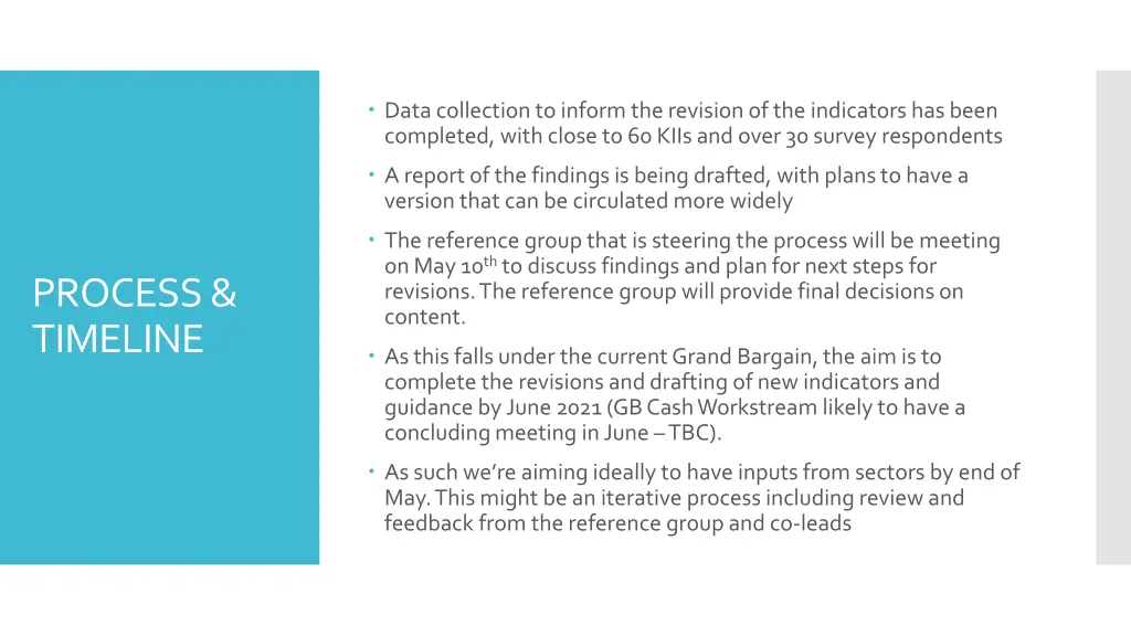 data collection to inform the revision