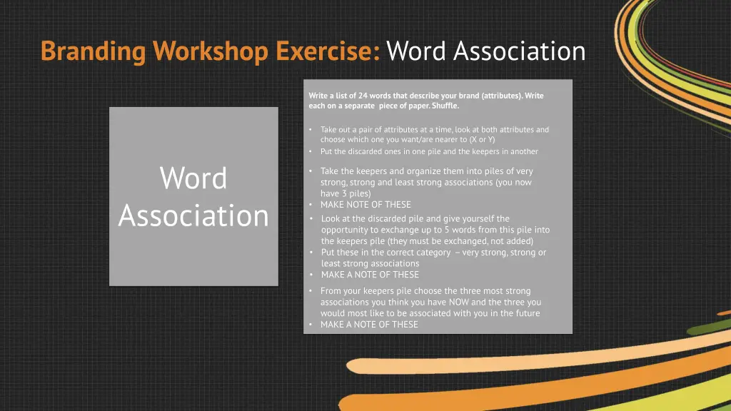 branding workshop exercise word association