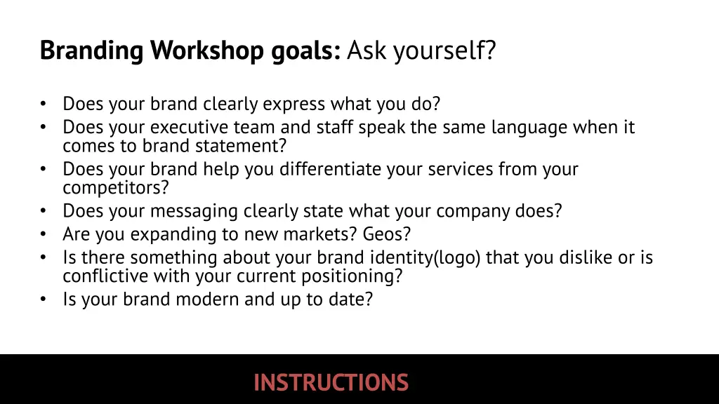 branding workshop goals ask yourself