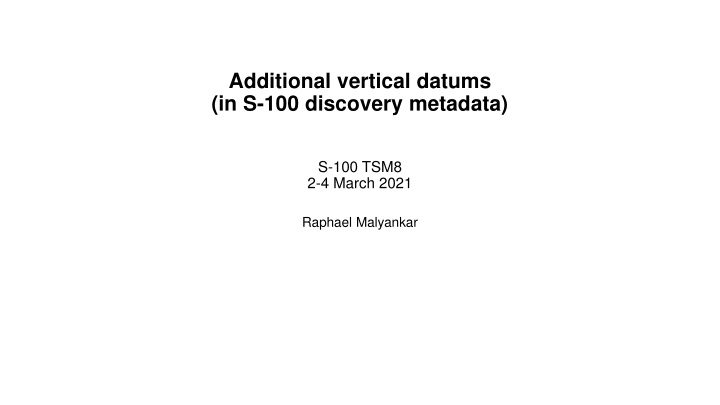 additional vertical datums in s 100 discovery