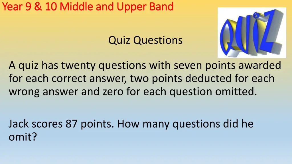 year 9 10 middle and upper band year 9 10 middle