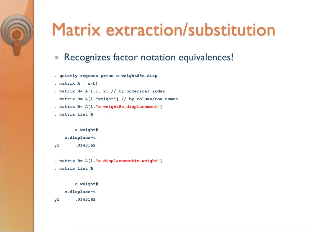 matrix extraction substitution