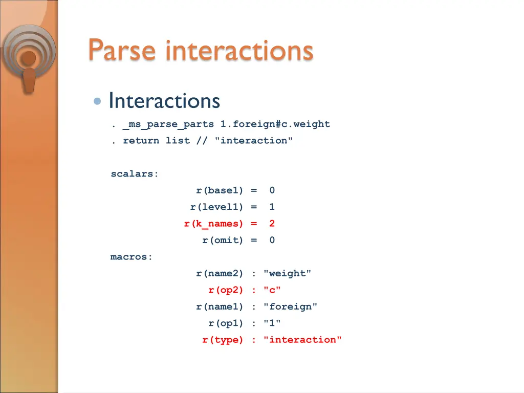 parse interactions
