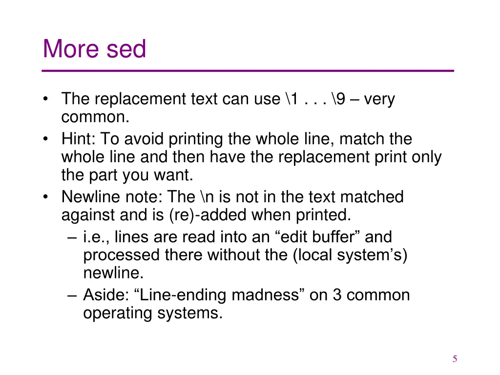 more sed