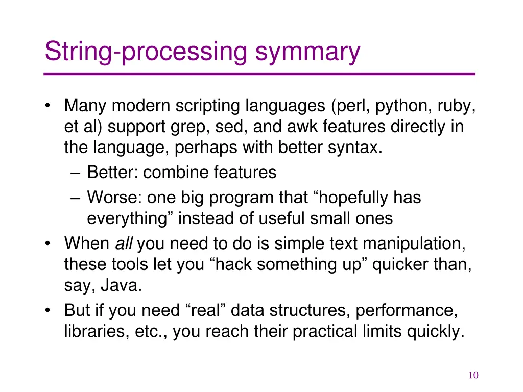 string processing symmary