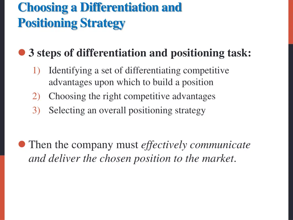choosing a differentiation and positioning 1
