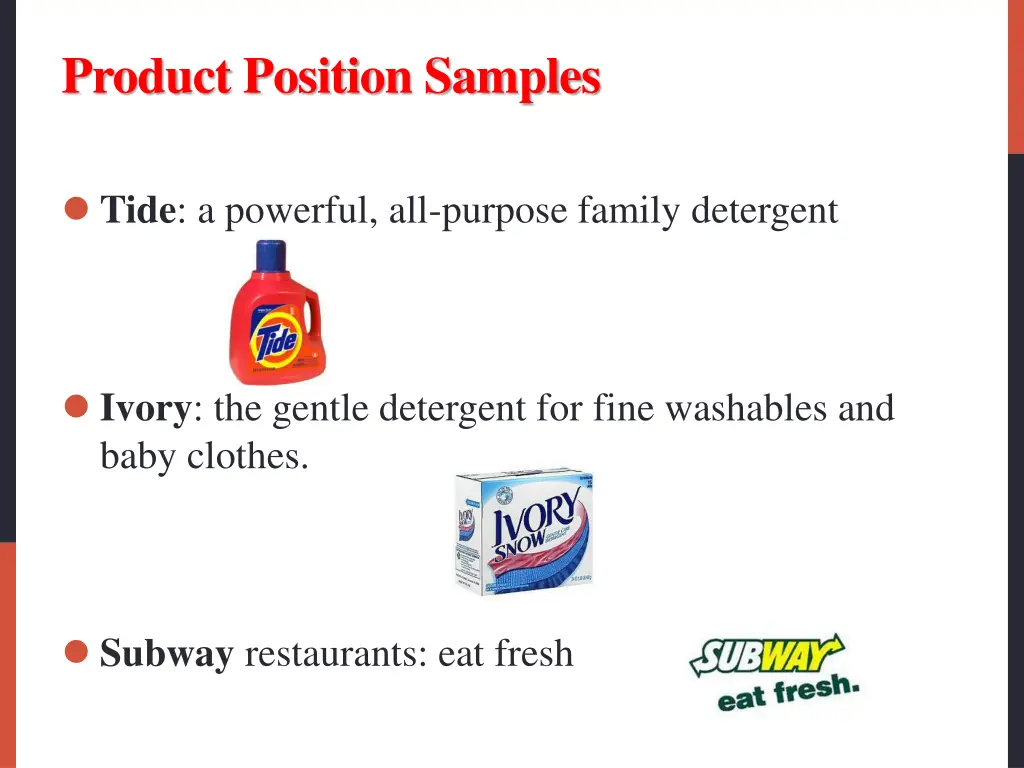 product position samples