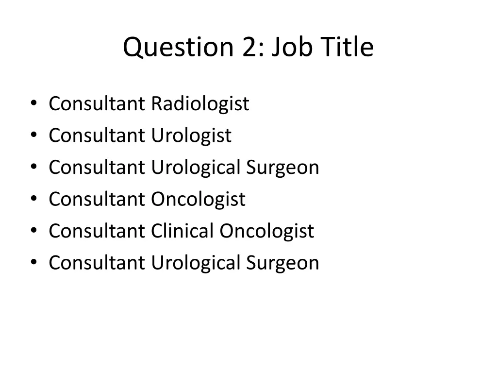 question 2 job title