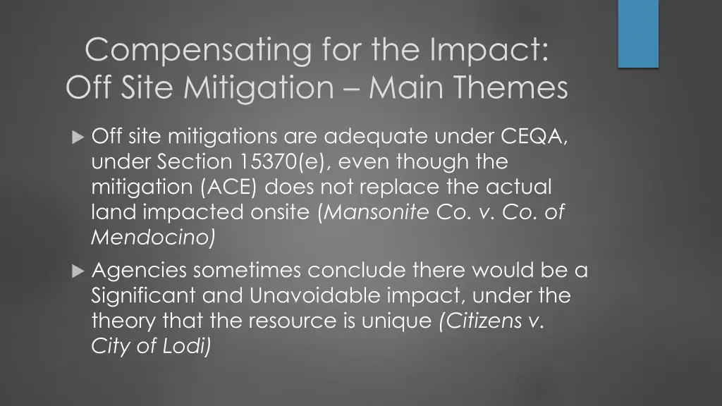 compensating for the impact off site mitigation 1