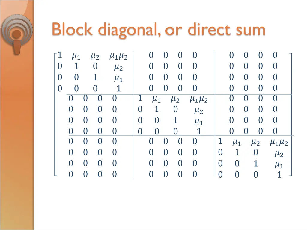 block diagonal or direct sum