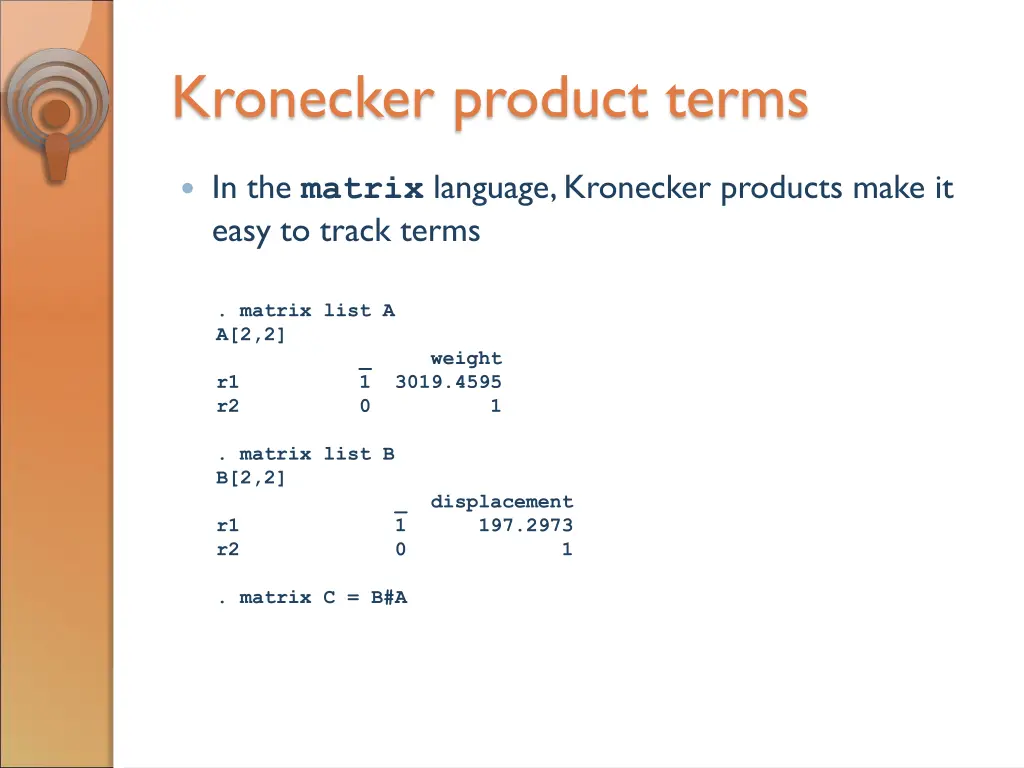 kronecker product terms