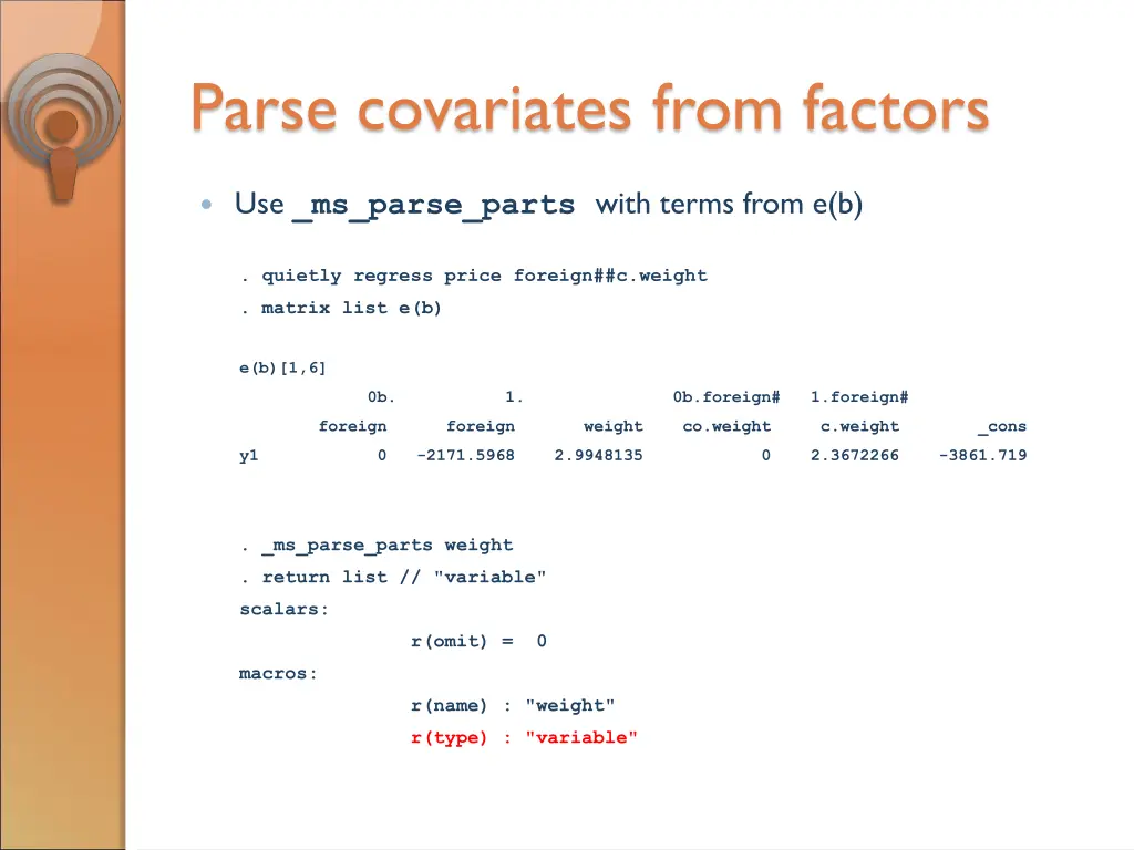parse covariates from factors