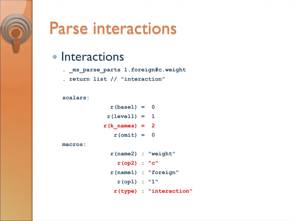 parse interactions