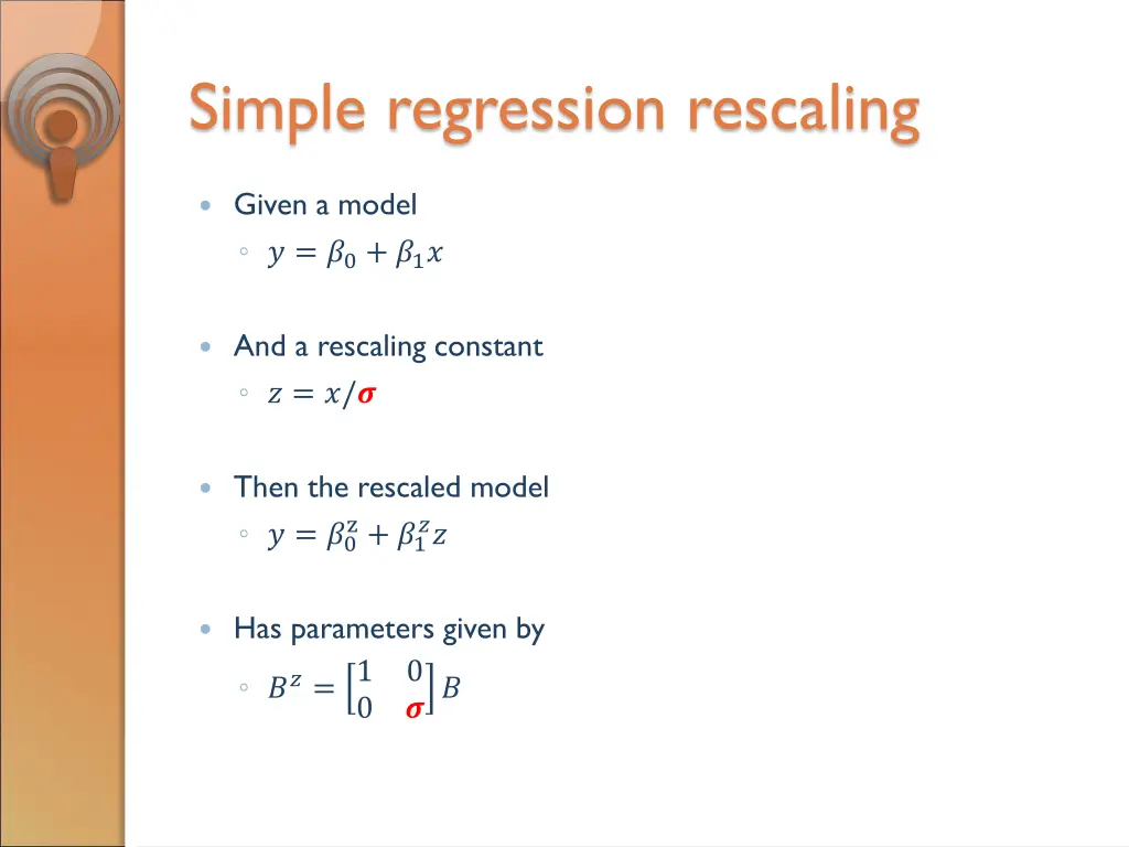 simple regression rescaling