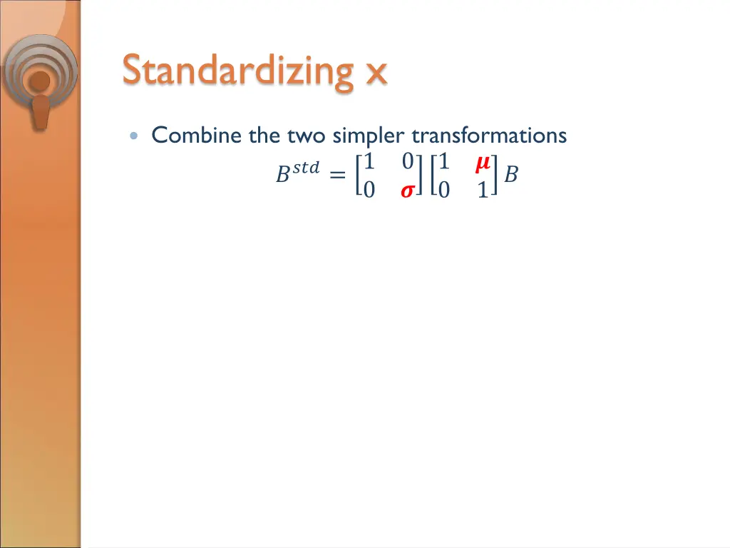 standardizing x